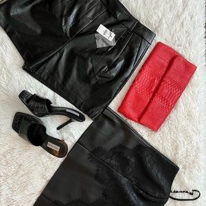 BLACK CROCO SHORTS FAUX LEATHER SIZE 10 NEW WITH TAGS